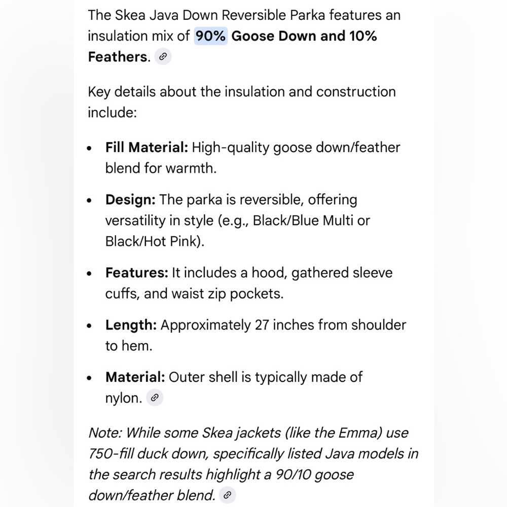 Skea 750 Goose Down Fill Java Reversible Hooded P… - image 13